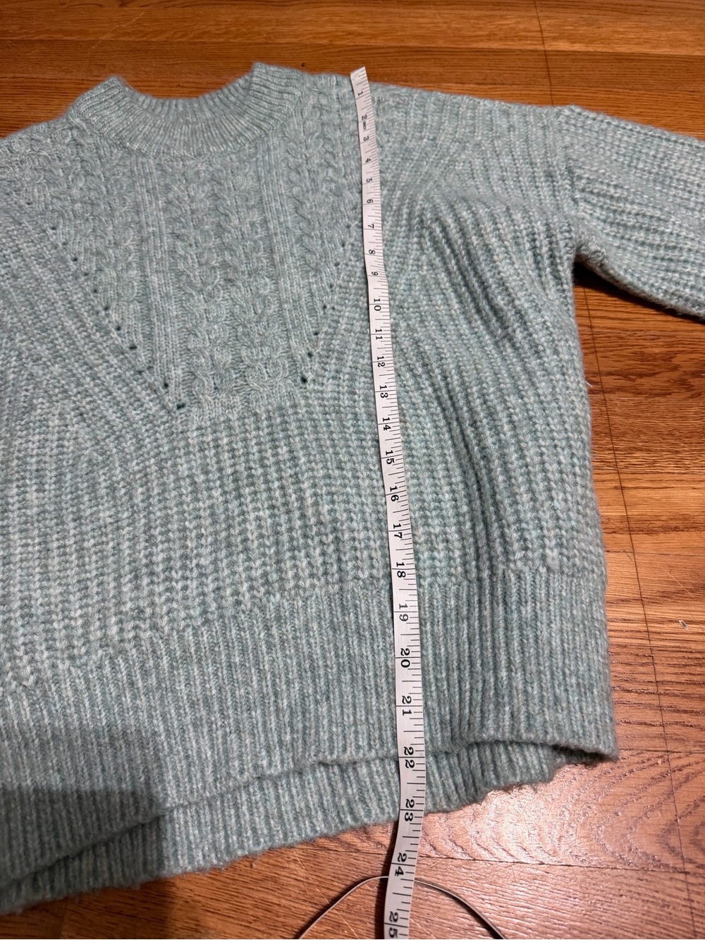 Sonoma Goods For Life M Sweater Dusty Mint Sage Cable Knit Chunky Balloon Sleeve - Picture 7 of 8